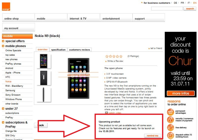 Nokia N9 Orange